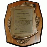 Solid Wood Plaque with Cast Scroll