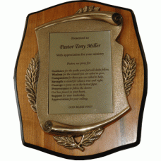 Solid Wood Plaque with Cast Scroll