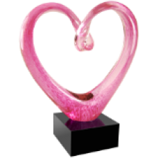 Pink Art Glass Heart