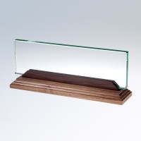Glass Name Plate with Walnut Stand