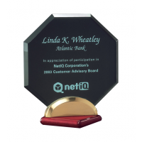 Octagon Jade Acrylic on Rosewood Base