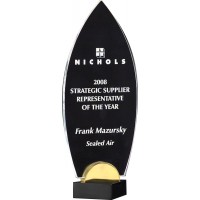 Flame Clear Acrylic on Black and Gold Base Flame Clear Acrylic on Black and Gold Base