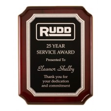 Rosewood Piano Finish Plaque with Silver Florentine Plate Rosewood Piano Finish Plaque with Silver Florentine Plate