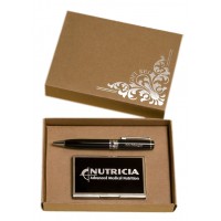 Chrome Plated Pen and Business Card Case